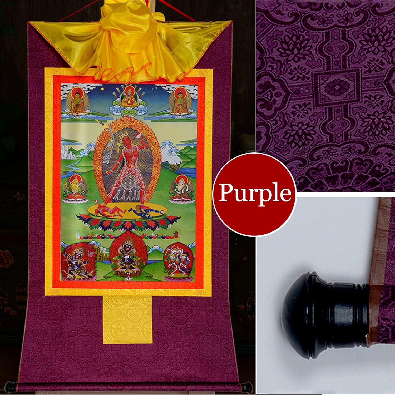 Gandhanra Thangka Tibetische Wandbehang,Naro Khechara Vajrayogini Thangka,Heißgeprägter Buddha Wandteppich für Zen Wohnkultur, Meditation, Spirituelle Entspannung und Ruhe