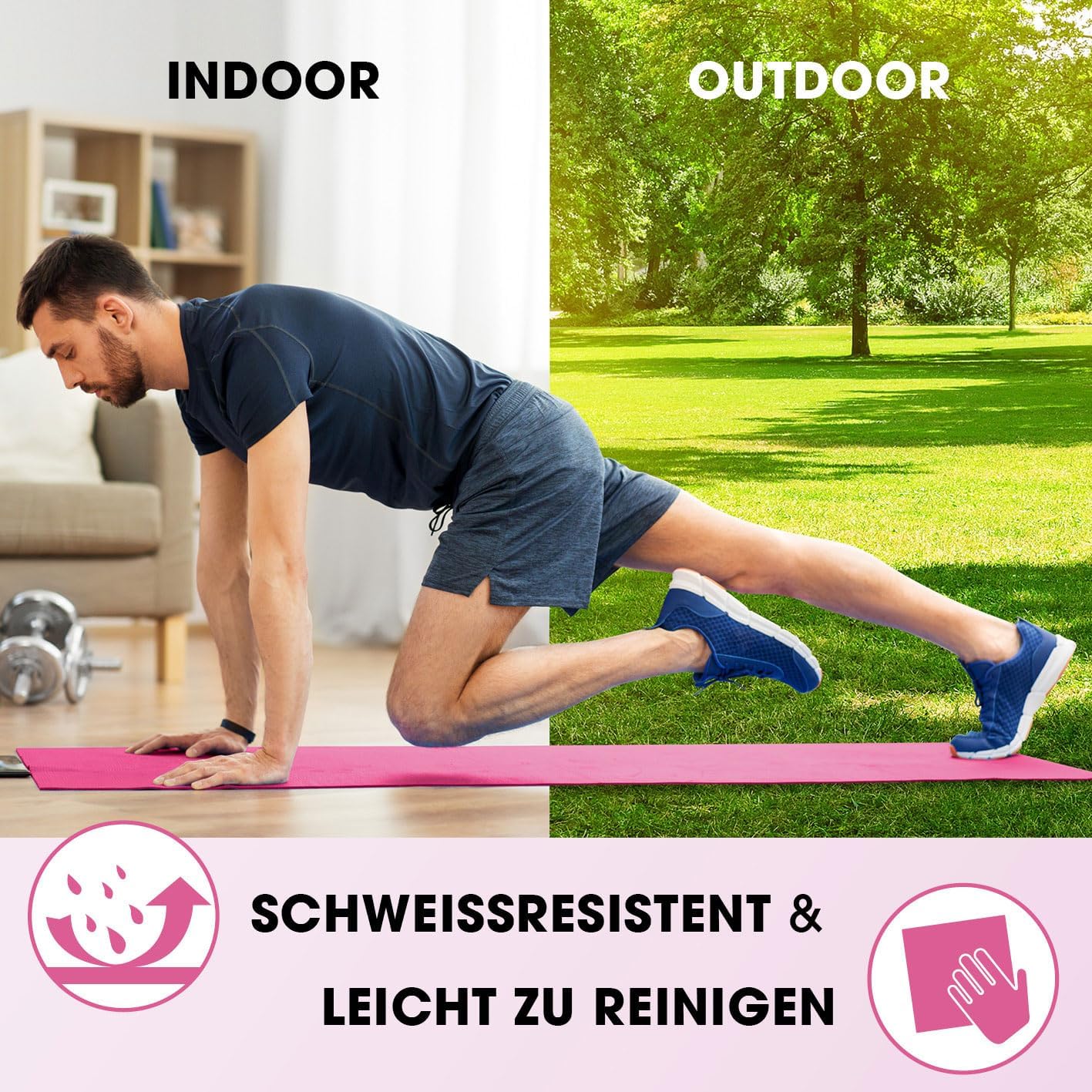 #DoYourFitness Yoga Mat Non-Slip. For Beginners and Advanced Users. Thickness from 0.8 cm to 2 cm. Joint-friendly Gymnastics Mat. 183 cm x 61 cm or XXL 190 cm x 100 cm (Suitable for Indoor/Outdoor)