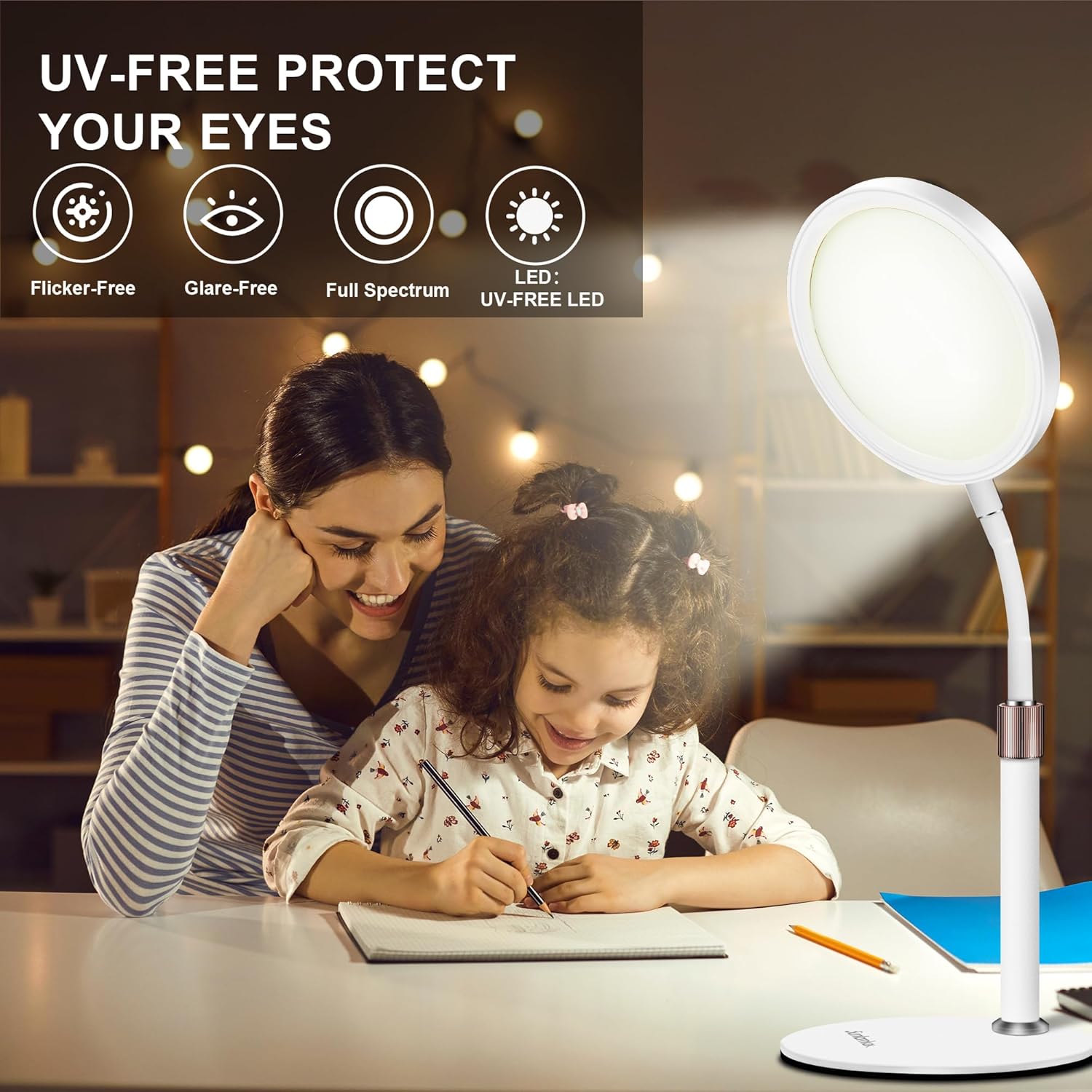 Trayvespace SAD Lamp, SAD Light Therapy Lamp, UV-Free 10000 Lux Sun Lamp, Therapy with 3 Light Colours and 9 Adjustable Brightnesses and 3 Timers for Lift Mood