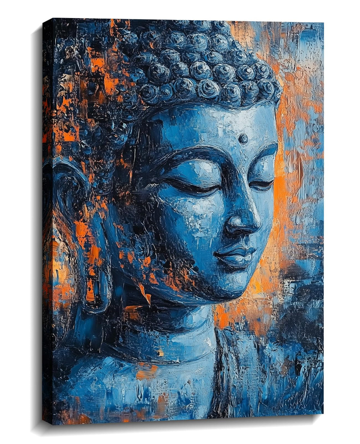 Buddha Canvas Wall Art Zen Wall Decor Blue Buddha Pictures Religious Painting Vintage Prints Meditation Art for Yoga Spa Spiritual Room Bathroom Home Decor Framed - 12.00"x18.00"