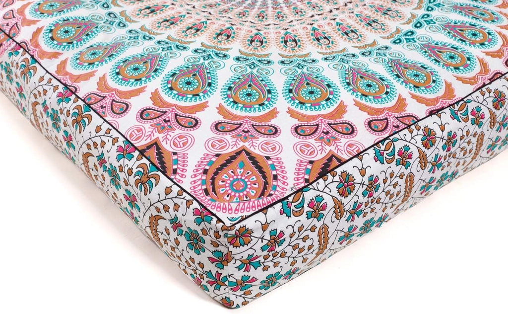 Popular Handicrafts Floor Pillow Cushion Cover - Indian Hippie Mandala Square Ottoman Daybed Oversized Cotton Cushion Cover with Heavy Duty Zipper - Dog-Pets Bed, 35" Multicolor