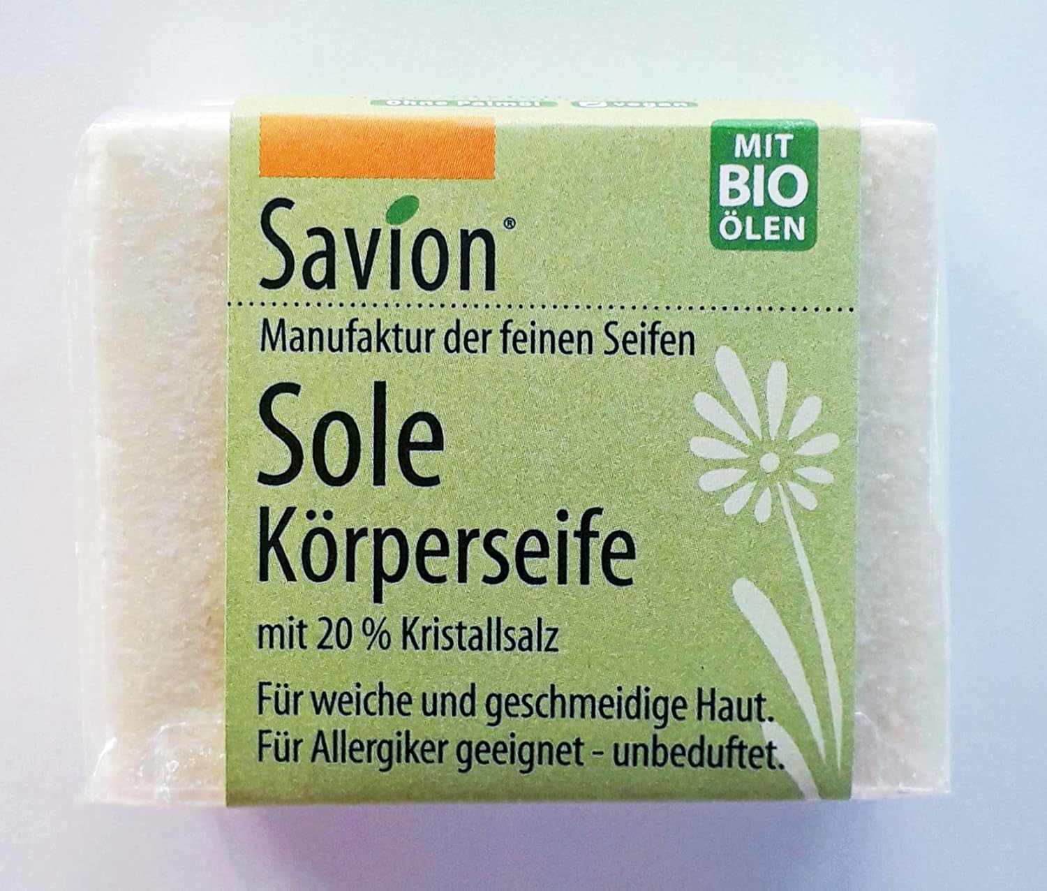Savion Sole Körperseife - Handgemachte Naturseife | 85g | 13% Kristallsalz Peeling | Tiefere Reinigung | Ohne Mikroplastik und Palmöl | Vegan | Made in Germany