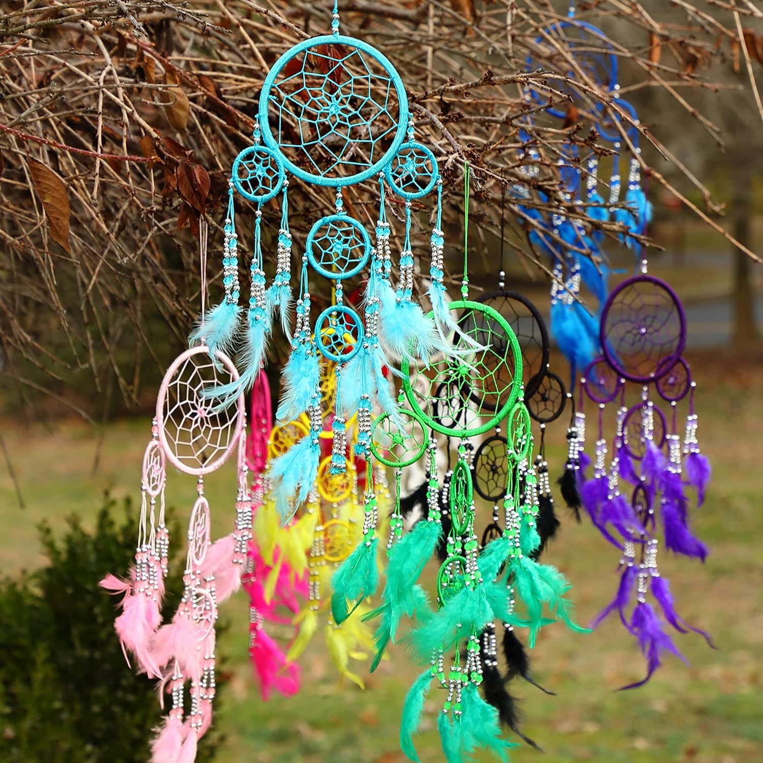 Pink Pineapple Dreamcatcher mit Federn und Silber Perlen: Handgemachter Traumfänger Vielen Farben Erhältlich - Kleine Traumfanger Mit 12 cm Durchmesser und 35 cm Lang (Rosa)