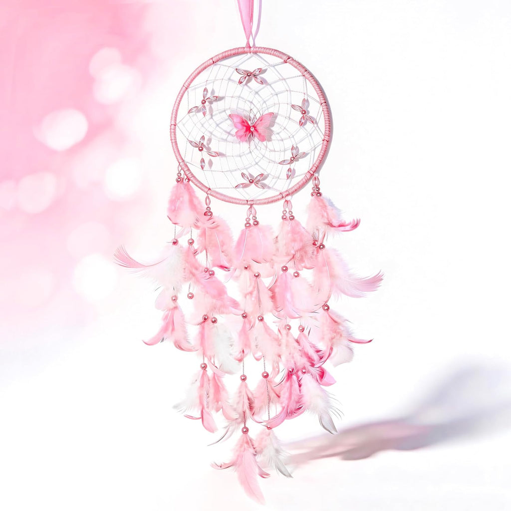 Dream Catcher for Girls,Pink Wall Decor,Decorative Box with Raffia