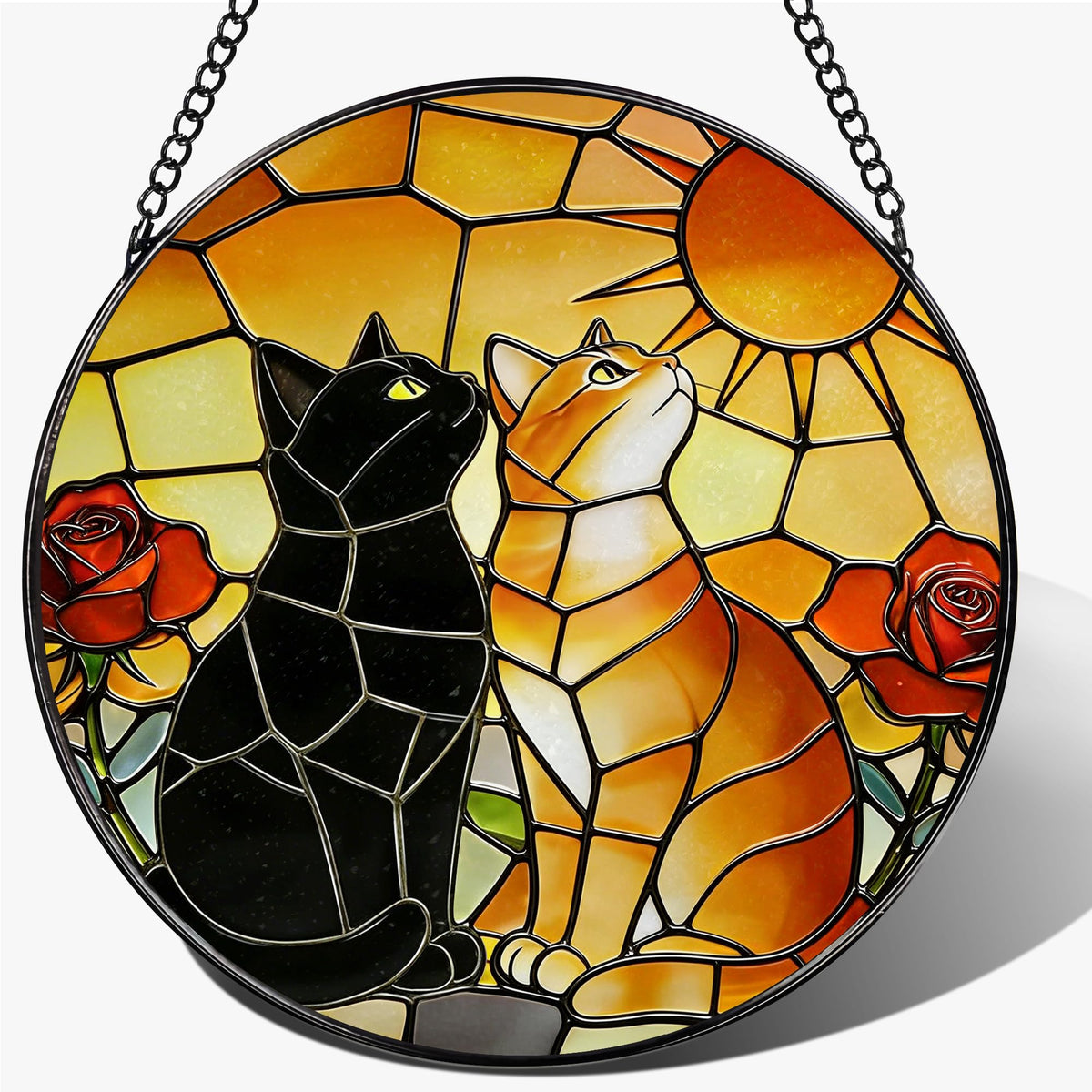 Stained Glass Window Hanging, 7.8 Inch Yoga Stained Glass Suncatcher, Boho Window Hanging Decor, Yoga Decor, Spiritual Healing Gift, Great Gift Ideas, Gifts for Women, Gifts for Christmas & Holiday