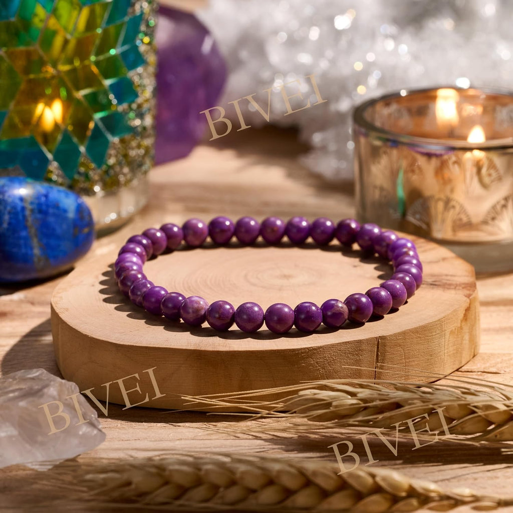 Bivei Pearl Bracelet for Women 6 mm Semi-Precious Stone Stretchy Elastic Jewellery Yoga Gifts