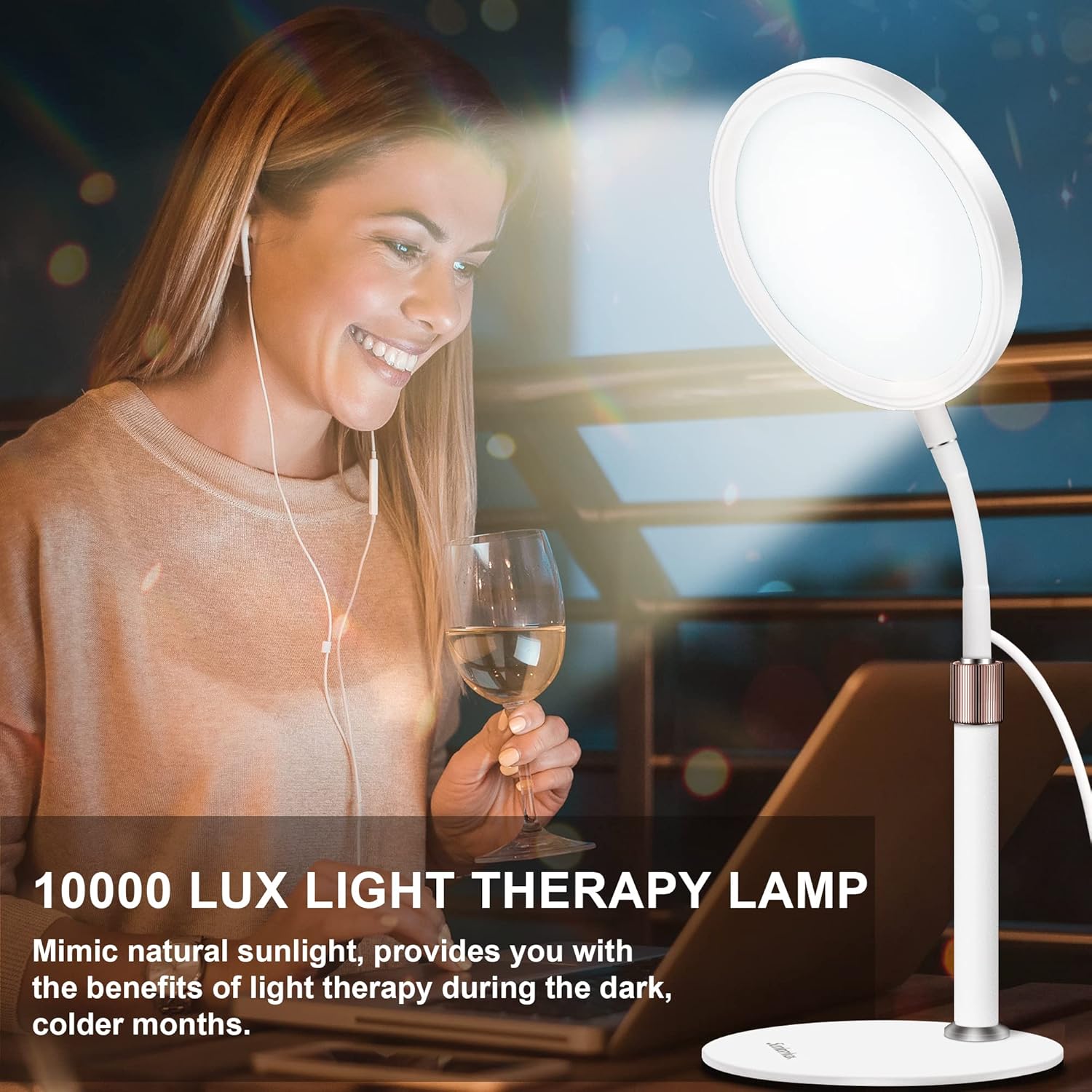 Trayvespace SAD Lamp, SAD Light Therapy Lamp, UV-Free 10000 Lux Sun Lamp, Therapy with 3 Light Colours and 9 Adjustable Brightnesses and 3 Timers for Lift Mood