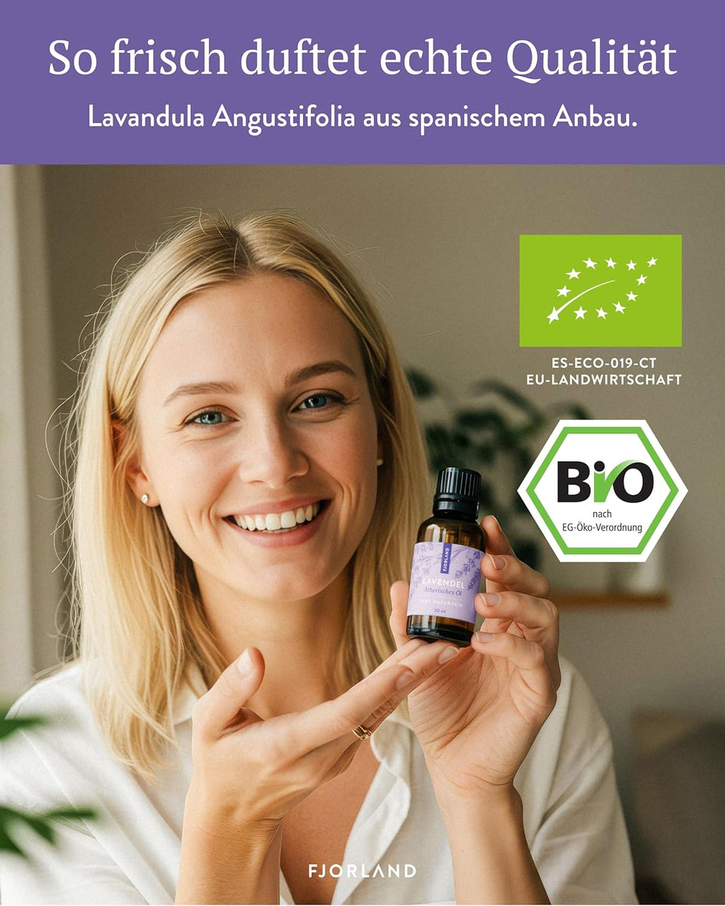 Bio Lavendelöl 100% Naturreiner Lavandula Angustifolia - Ätherisches Öl Beruhigender Lavendel-Duft für Aromatherapie - Ideal für Diffuser & Hautpflege