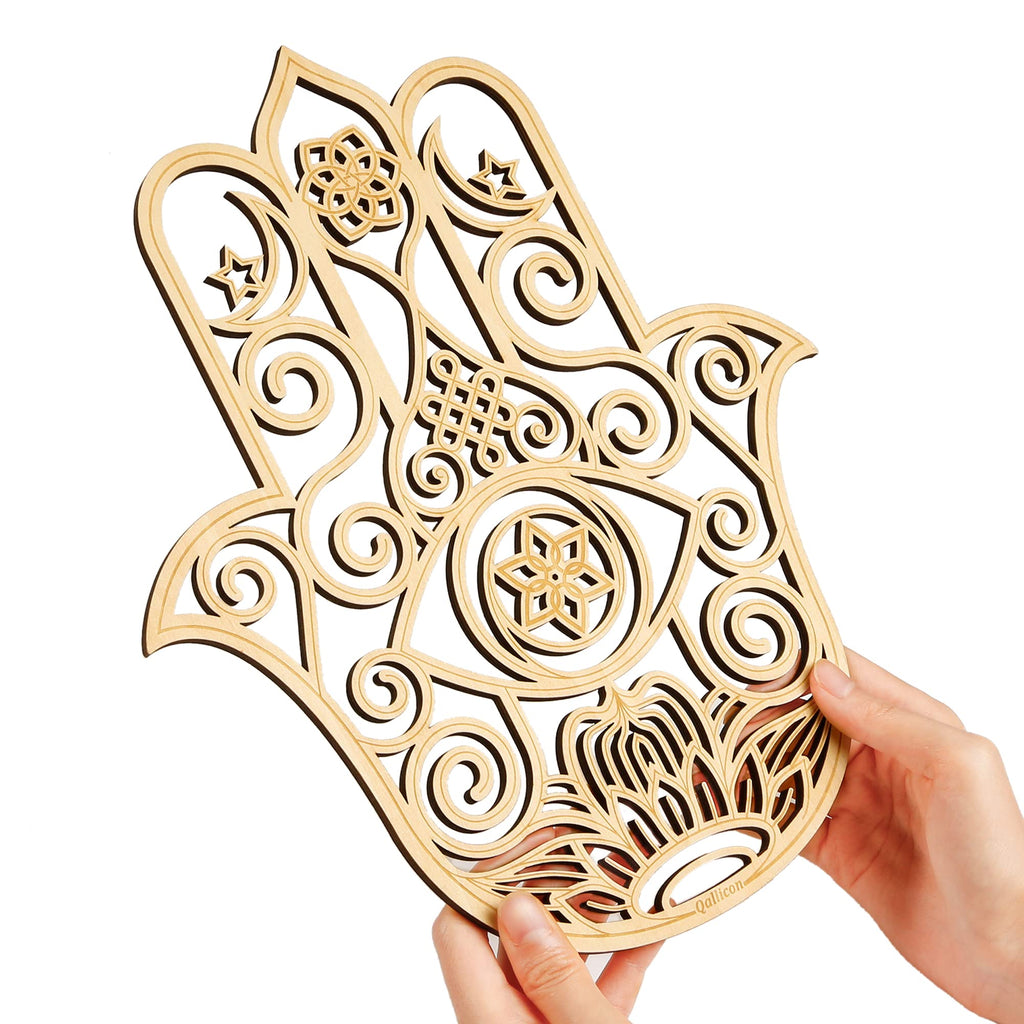 13.5 cm Heilige Geometrie Wandkunst, 4-teiliges Set, Meditationsdekoration (das Auge des Horuss, die Blume des Lebens, der Baum des Lebens, Metatron's Cube), Holzkunst-Set, spirituelle Geschenke (B)