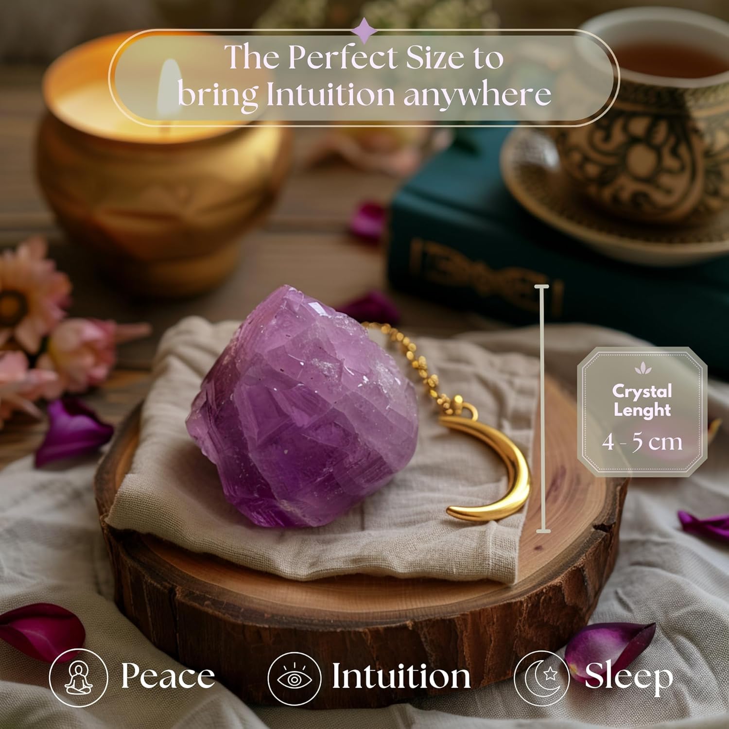Anima Amethyst Crystal - Large 4-5 cm Deep Purple Natural Raw Amethyst Stone for Peace, Clarity, Sleep & Intuition - Ethically Derived, Presented in Elegant Gift Box