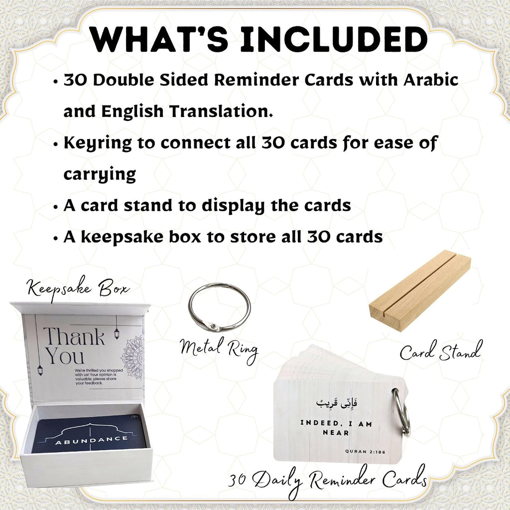 Islamic Affirmations Cards (30 Daily Reminders by Zarf), Spiritual, Quran English, Decor, Ramadan Decorations, Islamic Gifts, Eid Gift, Learn Arabic, Arabic Flashcards Daily Affirmation