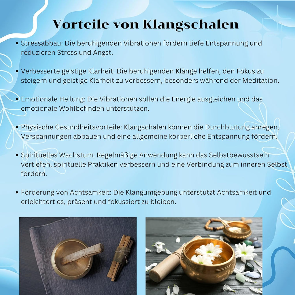 Authentische tibetische Klangschale – Handgefertigt in Nepal mit Kissen, Schlägel und Tragetasche – Ideal für Yoga, Chakra-Heilung, Achtsamkeit und Stressabbau – Spirituelles Geschenk für alle.