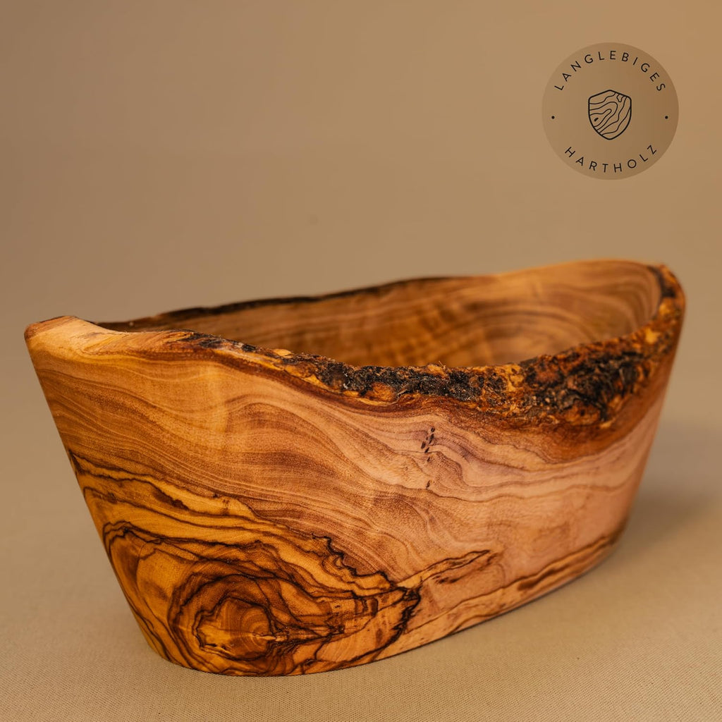 Olive wood bowl, baguette bowl, oblong in natural cut from 20 cm, 20cm