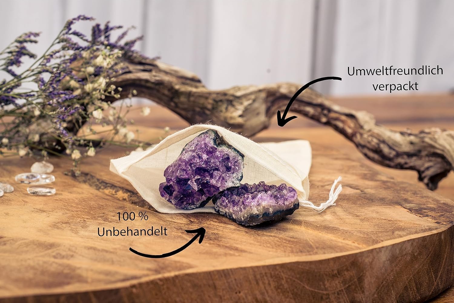 Amethyst Kristalle | 100% naturbelassene Drusenstücke | 3er Set
