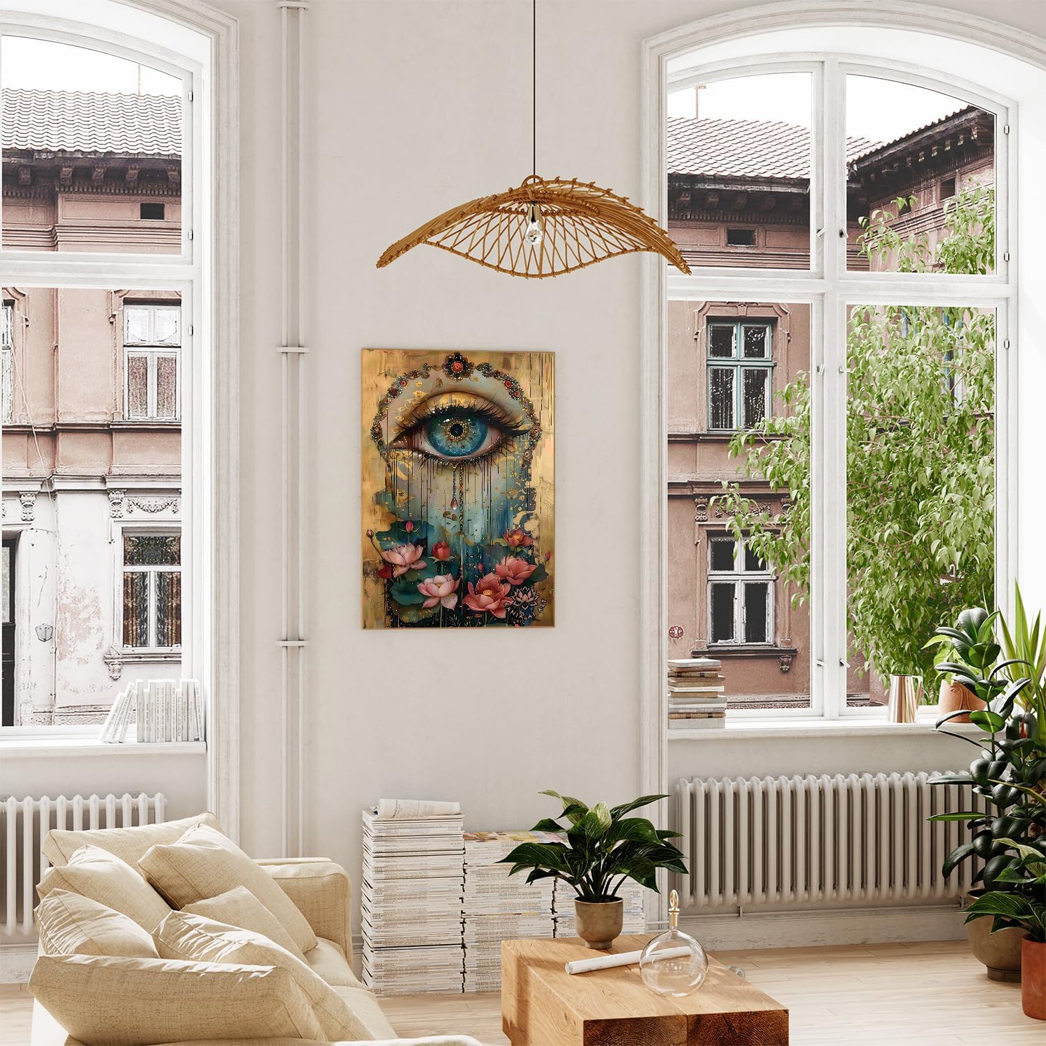 xcemhil Paint by Numbers Kit for Adults Eye, Paint by Number Eye and Lotus, Paint by Numbers Kits for Adults Beginner for Gift and Home Wall Decor 16x20 Inch