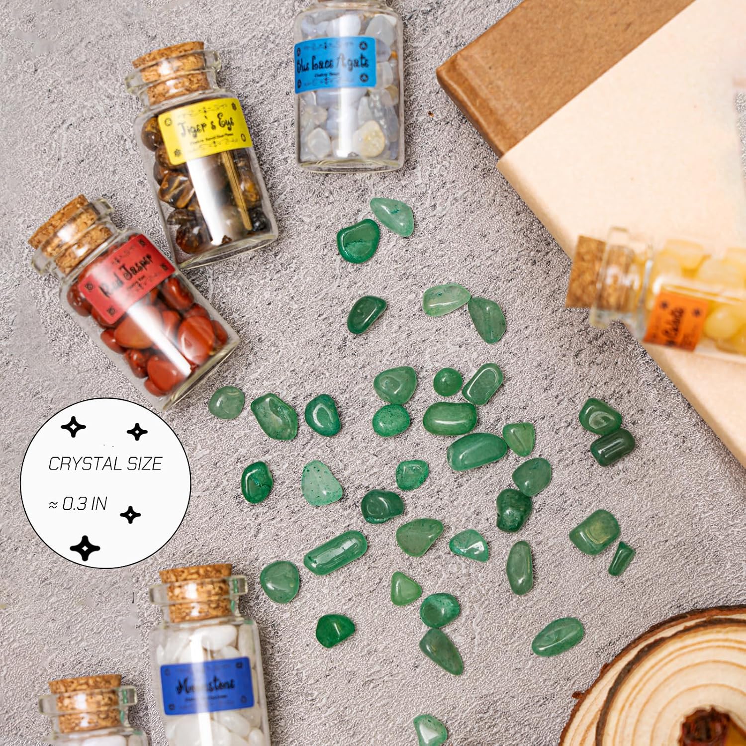Crystals for Witchcraft in Bottles,14pcs of Crystal Sets for Witchcraft Supplies,Real Crystals and Healing Stones,Wiccan Supply Tool,Mini Gemstones,Chakra Healing Crystals