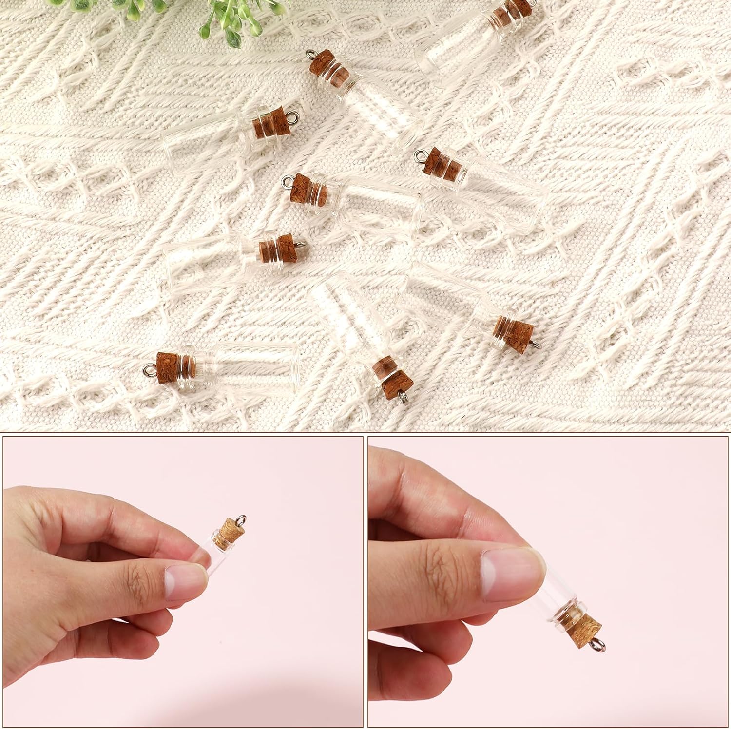 Jeffdad Mini Glasflaschen mit Korkdeckel, 15 Stück Leere Mini Gläser Kleine Fläschchen Zaubergläser Mini-Glasflaschen MiniaturTrankflaschen Kleine Nachrichtenflaschen Diy Crafts(1ml 11x22cm)