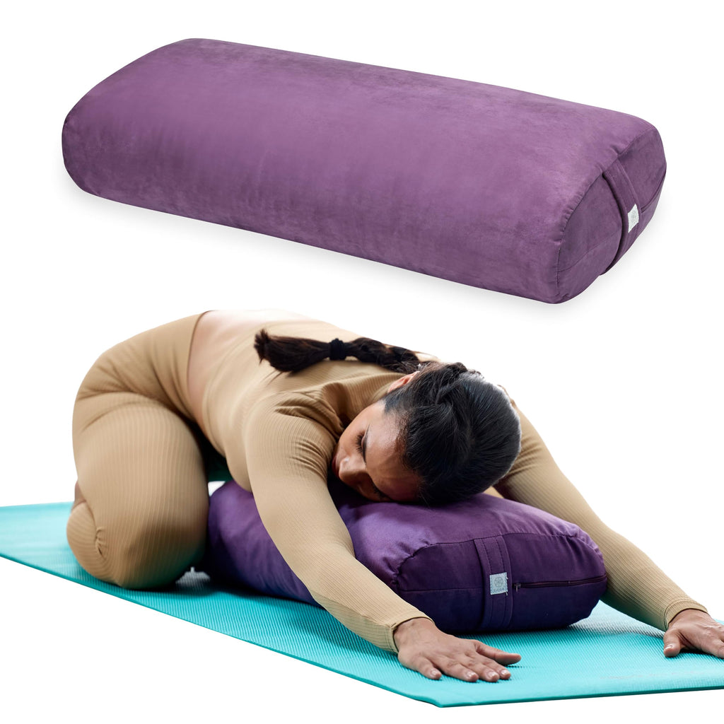Gaiam Yoga Bolster Pillow, Supportive Cushion for Restorative Yoga | Firm cotton-filled bolster supports stretching & restorative poses. Carry handle, washable cover, yoga prop.