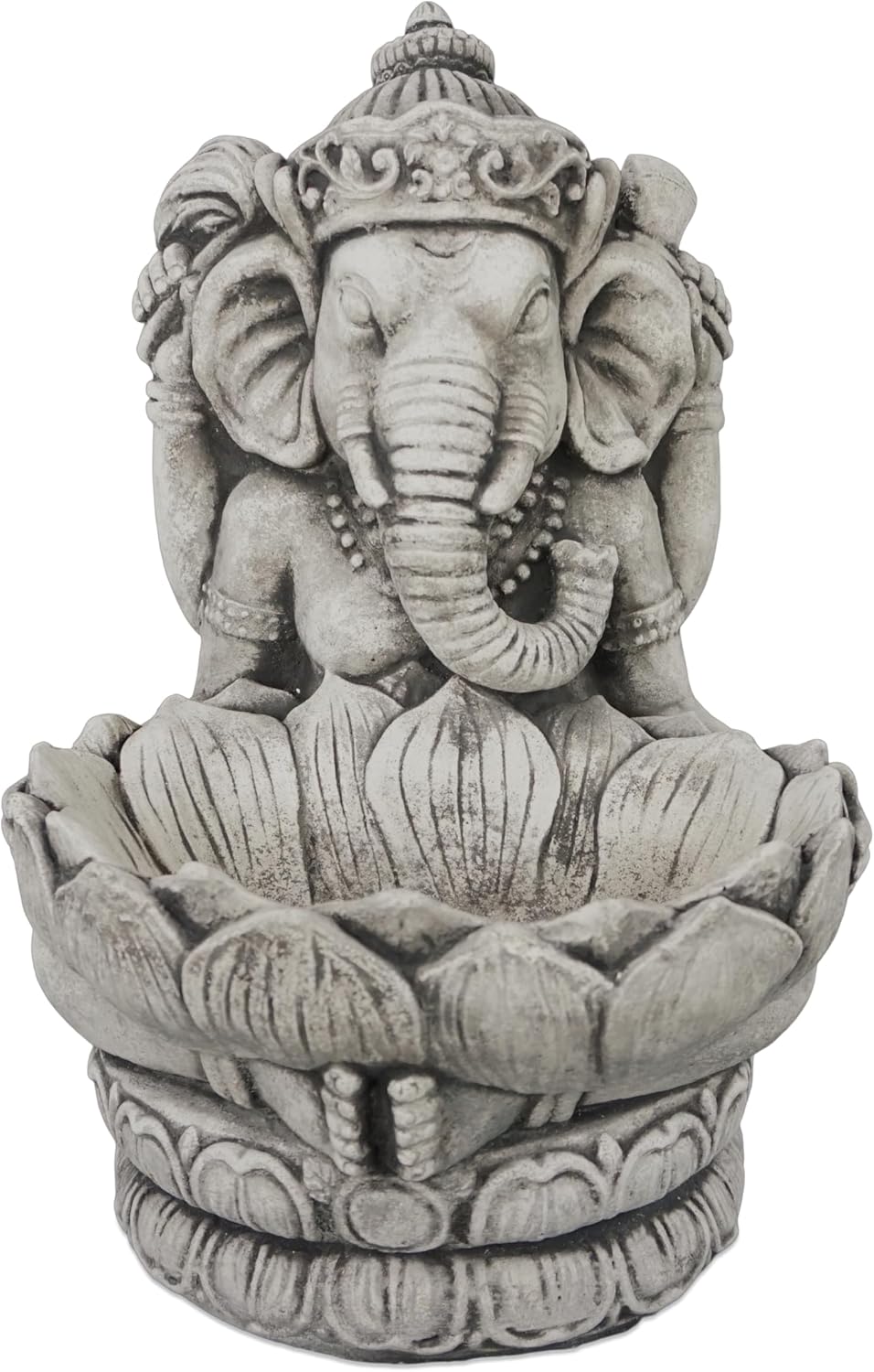 gartendekoparadies.de Massive Steinfigur des göttlichen Ganesha mit Schale, Höhe 34 cm, 11 kg, Gott Hinduismus aus Steinguss frostfest (Schwarz)
