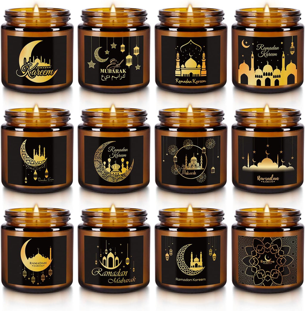 12 Pack of Ramadan Aromatherapy Candles, Glass Canned Candles