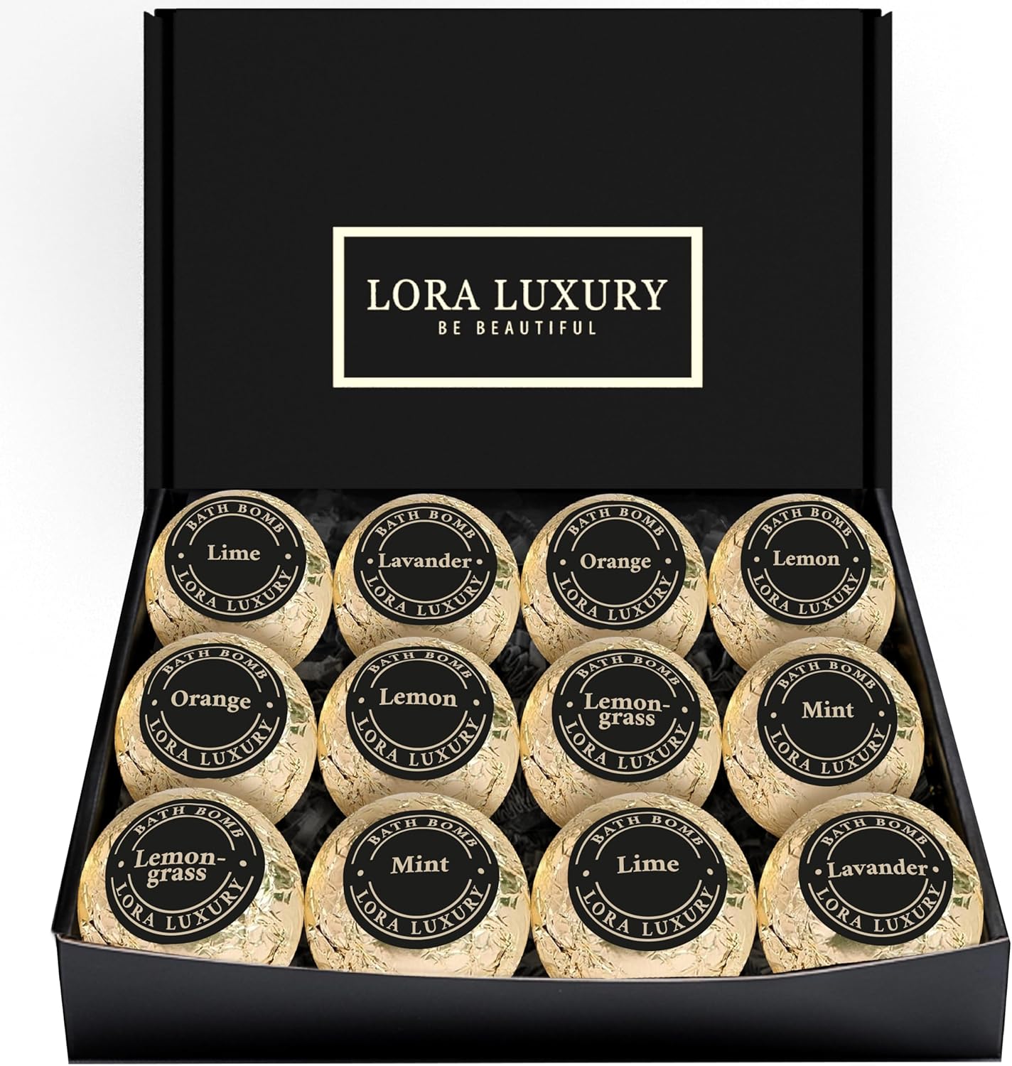 Badebomben Geschenk Set 12er Pack – 12 Sprudelbäder mit rein natürlichen ätherischen Ölen – Geschenk Idee – Shea & Kakaobutter – Natürliche Zutaten