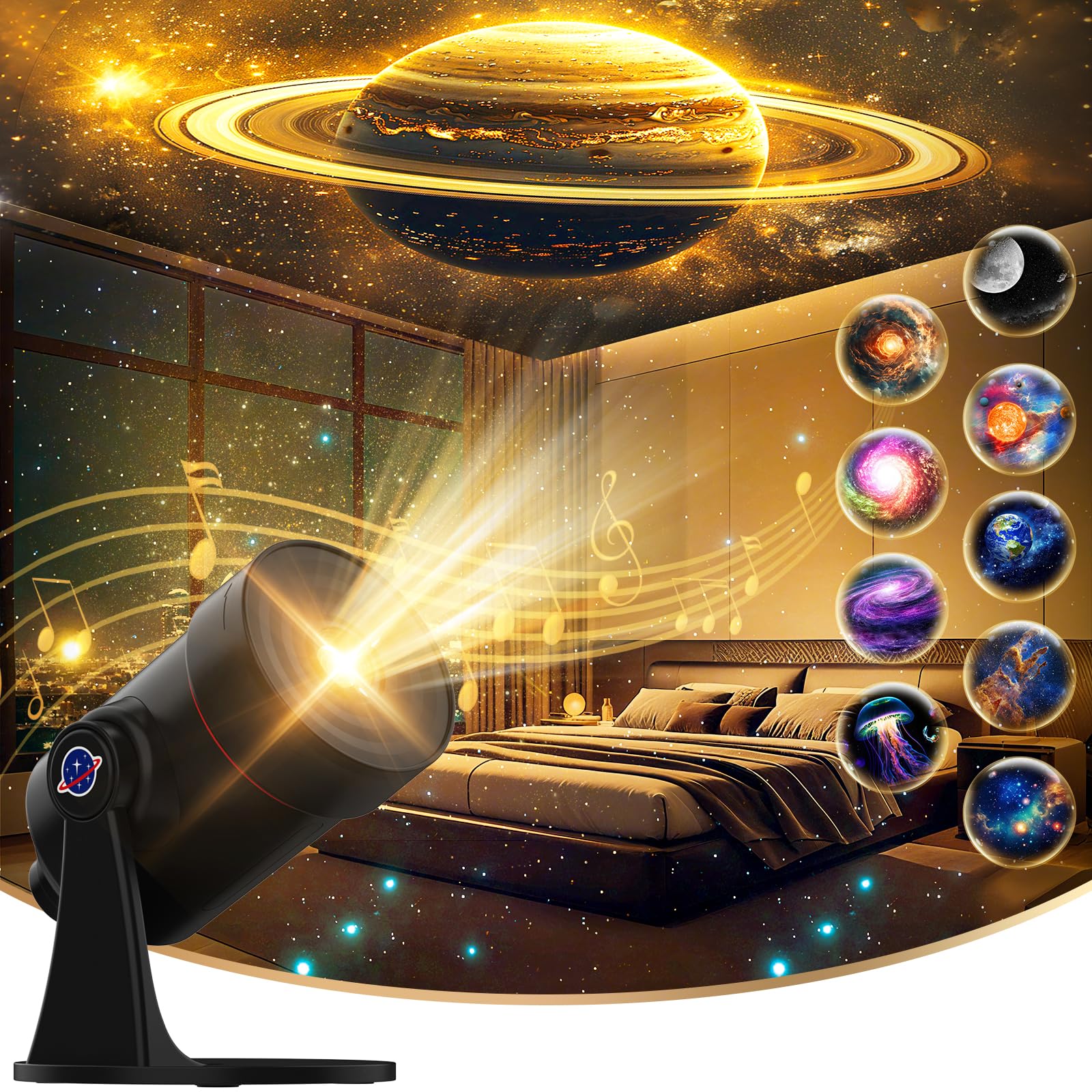 VanSmaGo 8th Gen Sternenhimmel Galaxy Projektor, Galaxy Planetarium Star Projector, HD Picture Night Light Sternenprojektor, 360° Rotating Mist with Adjustable Button and Timer [Energy Class C]