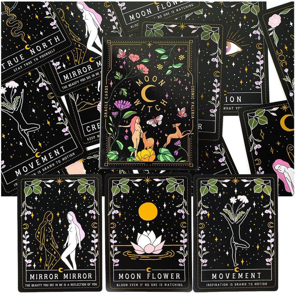 NHQZ NHQ Tarotkarten,Tarot Karten für Anfänger,Moon Witch Oracle,Hexen Tarot,42 Blätter