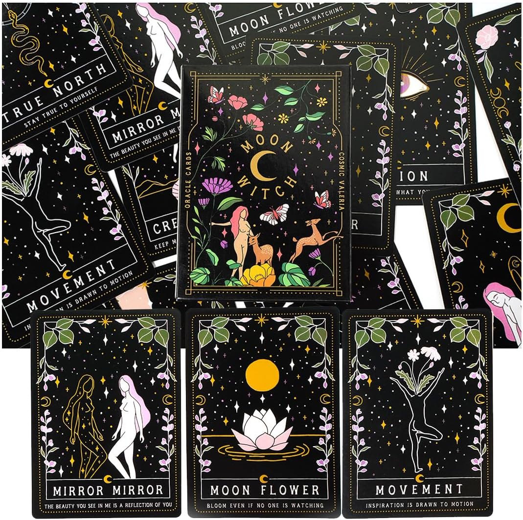 NHQZ NHQ Tarotkarten,Tarot Karten für Anfänger,Moon Witch Oracle,Hexen Tarot,42 Blätter