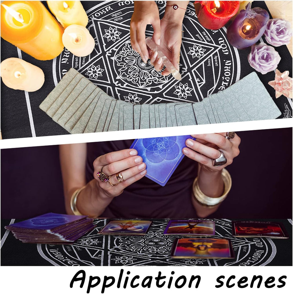 CREATCABIN Altartuch Mond Sonne Stern Pentagramm Himmlisches Tarot-Deck Spiritueller Wandteppich Tischdecke Macht Heiliges Tuch Astrologie Für Wahrsagen Premium-Hexereizubehör Pagan 19.29x19.29 cm