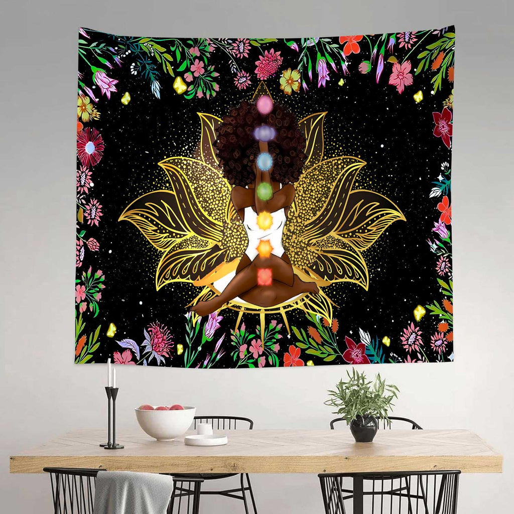 Ine Ive African Chakra Tapestry Yoga Meditation Wall Poster 80x60Inch