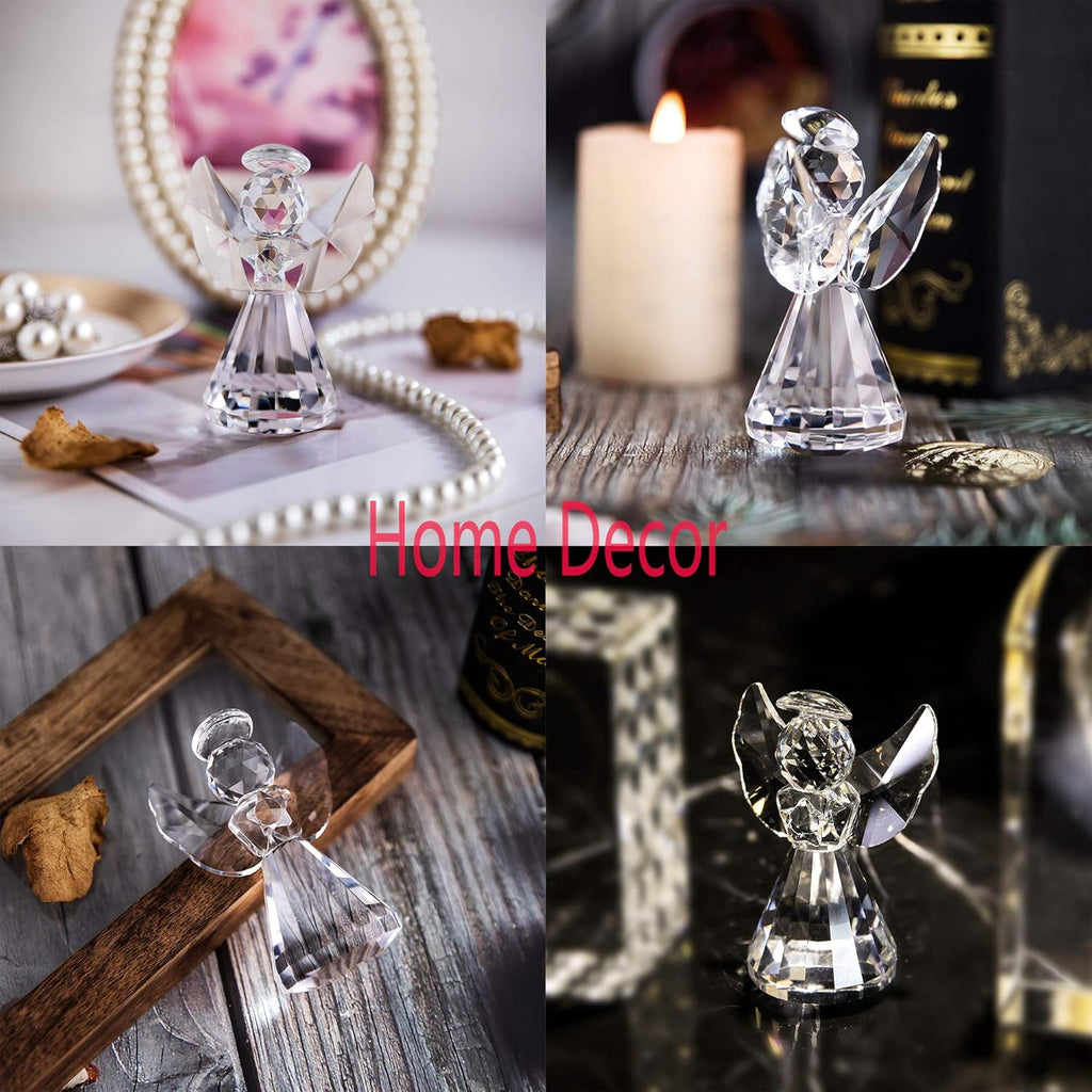 HDCRYSTALGIFTS 3 Inch Crystal Guardian Angel Paperweight Decoration Glass Angel Statue Ornaments Art Collectible Gift for Women Transparent