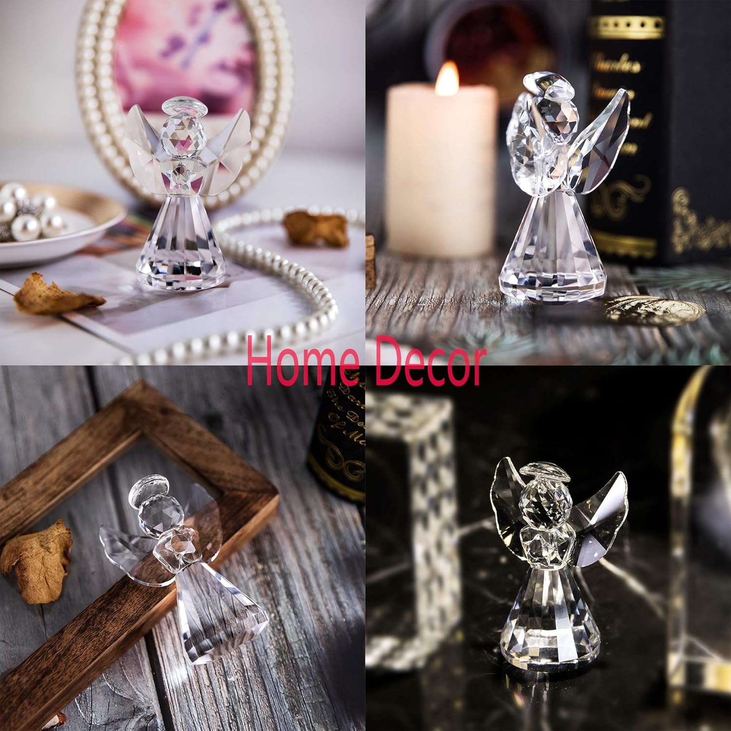 HDCRYSTALGIFTS 3 Inch Crystal Guardian Angel Paperweight Decoration Glass Angel Statue Ornaments Art Collectible Gift for Women Transparent