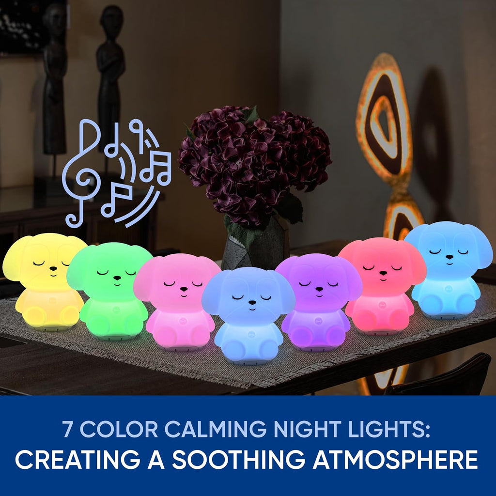 Rainlax Mindfulness Breathing Puppy, 4-7-8 Guided Visual Meditation Light | 3-in-1 Breathing Night Light Device & Noise Machine for ADHD Anxiety Stress Relief Sleep - Gifts for Kids & Adult Women Men