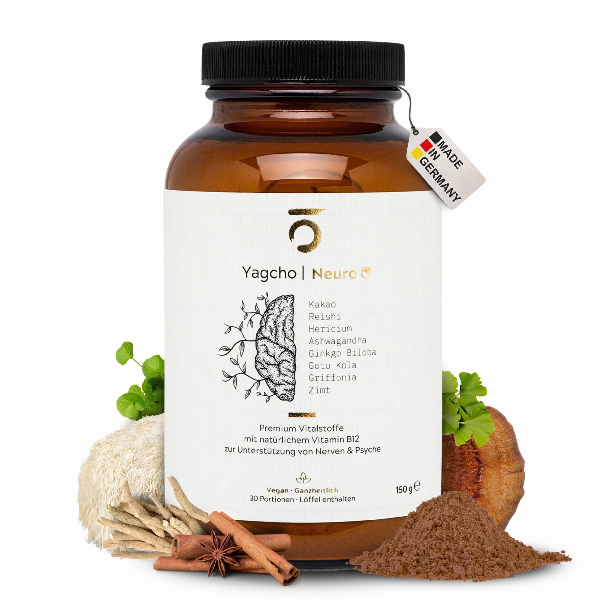 Yagcho – Ashwagandha Komplex 12x150g I Mit Reishi, Rosenwurz & Cordyceps I Ohne Zusatzstoffe – vegan & laborgeprüft I Adaptogene Kombination für deinen Alltag – Nahrungsergänzung