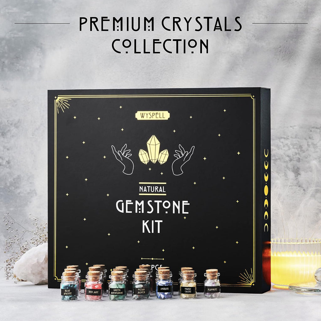 Bulk Crystals and Healing Stones 50 PCS - Real Mini Crystals for Spell Jars | Natural Crystals & Selenite Stick - Healing Crystal Set for Witchcraft Supplies - Beginners Set - Perfect Spiritual Gift
