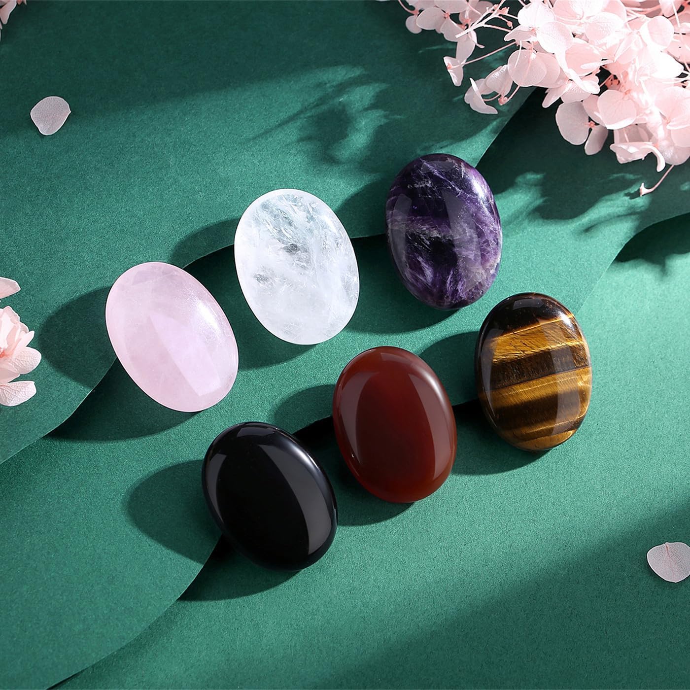 Obsidian Kristall Schwarz Oval Heilkristalle, Schwarzer Natürlichen Edelstein Daumen Sorge Stein für Wiccan Lieferungen, Angst Stressabbau, Home Dekoration, Balancing Meditation