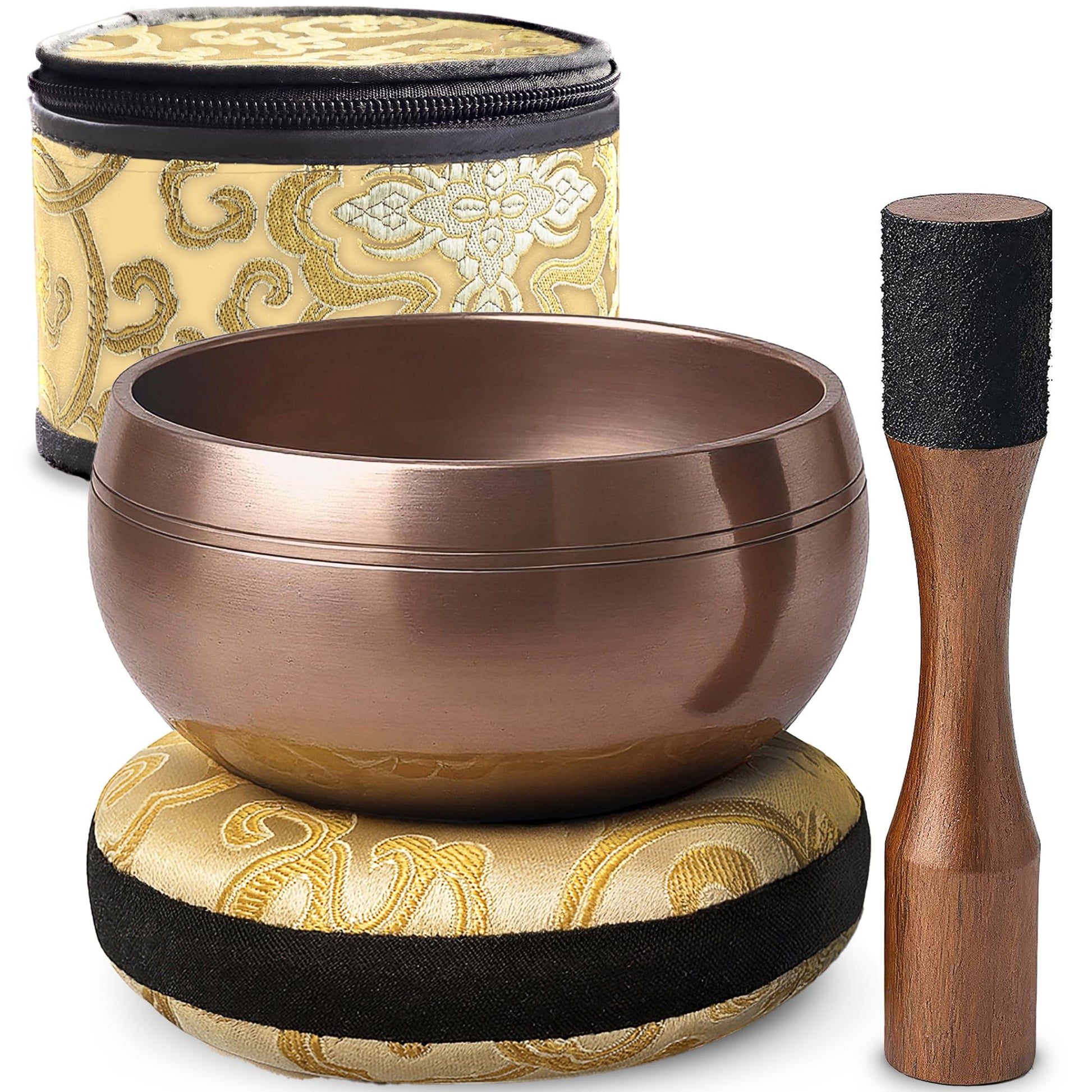 Silent Mind tibetische Klangschale Set ~ Blaue Design ~ mit hochwertigem Holz Klöppel und Himalaya Kissen ~ perfektes zur Yoga Meditation, Entspannung und Achtsamkeit ~ das ideale Geschenkset