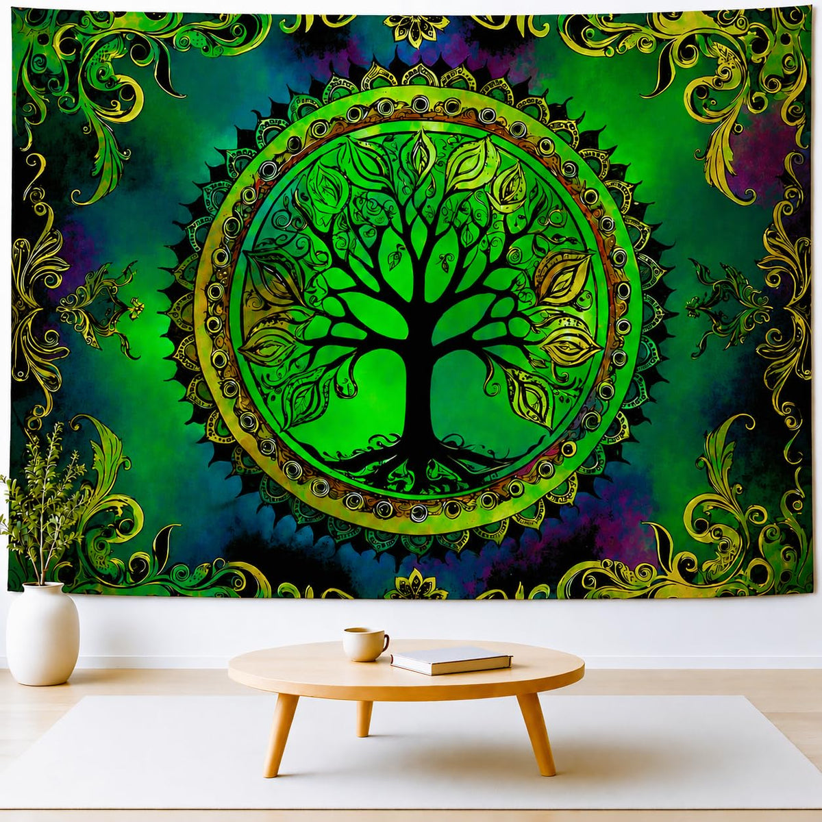 Delur Forest Tapestry Tree of Life Tropical Rainforest Tapestry Wall Hanging Colorful Nature Landscape Mystical Psychedelic Spiritual Headboard for Bedroom Living Room Home Decor (51.2" x 59.1")