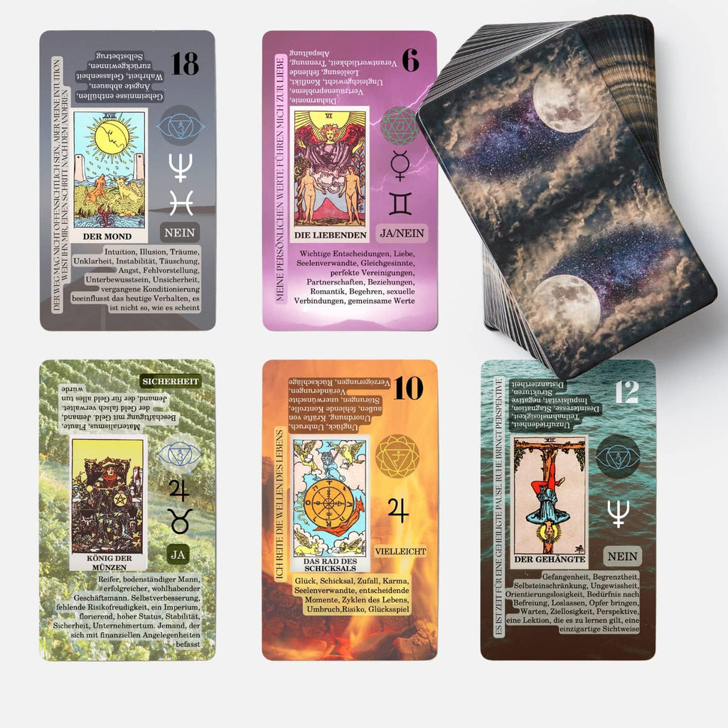 Witchy Cauldron Tarotkarten Legen Lernen, Tarot-Karten für Anfänger, Kein Handbuch Erforderlich, Einfaches und Schnelles Tarotdeck mit Deutschen Bedeutungen auf Ihnen