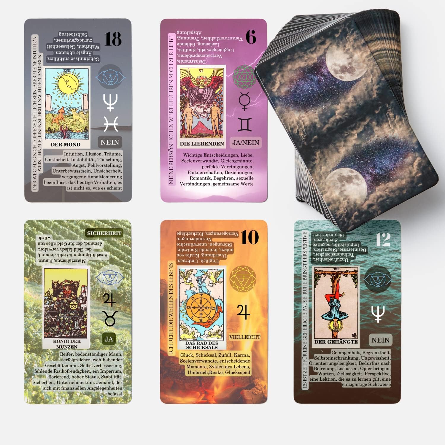 Witchy Cauldron Tarotkarten Legen Lernen, Tarot-Karten für Anfänger, Kein Handbuch Erforderlich, Einfaches und Schnelles Tarotdeck mit Deutschen Bedeutungen auf Ihnen