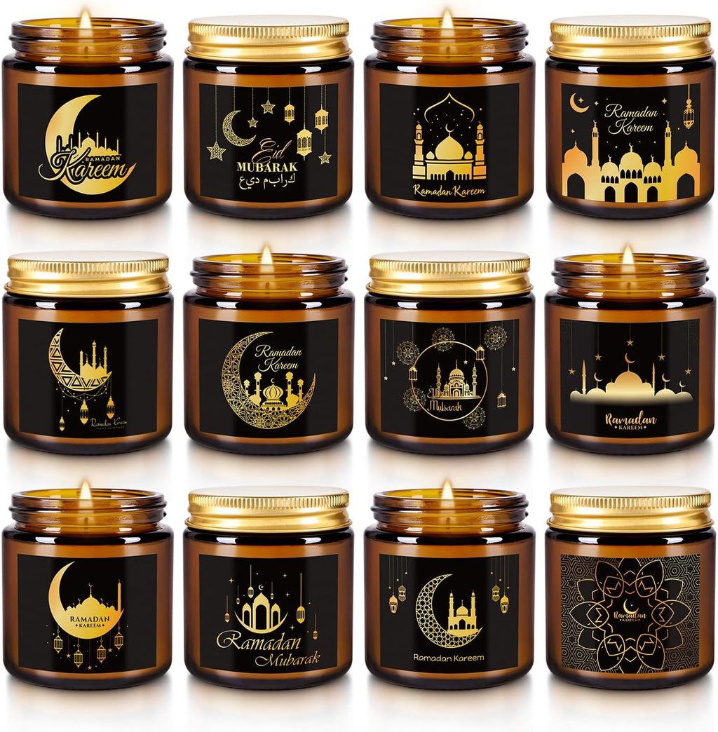 12 Pack of Ramadan Aromatherapy Candles, Glass Canned Candles