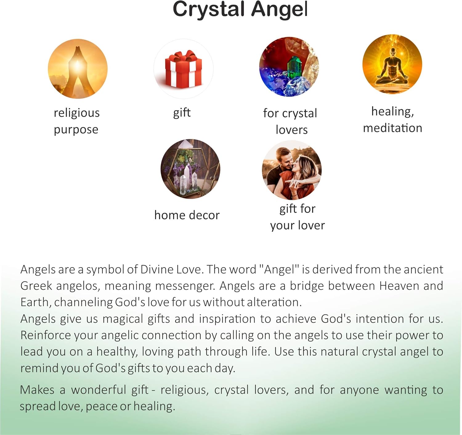 Wonder Care Pocket Guardian Angel Crystal Natural Gemstone Reiki Healing Energy Carved Statue Chakra Balance Meditation Aesthetic 1.5-2 Inch Pack of 2