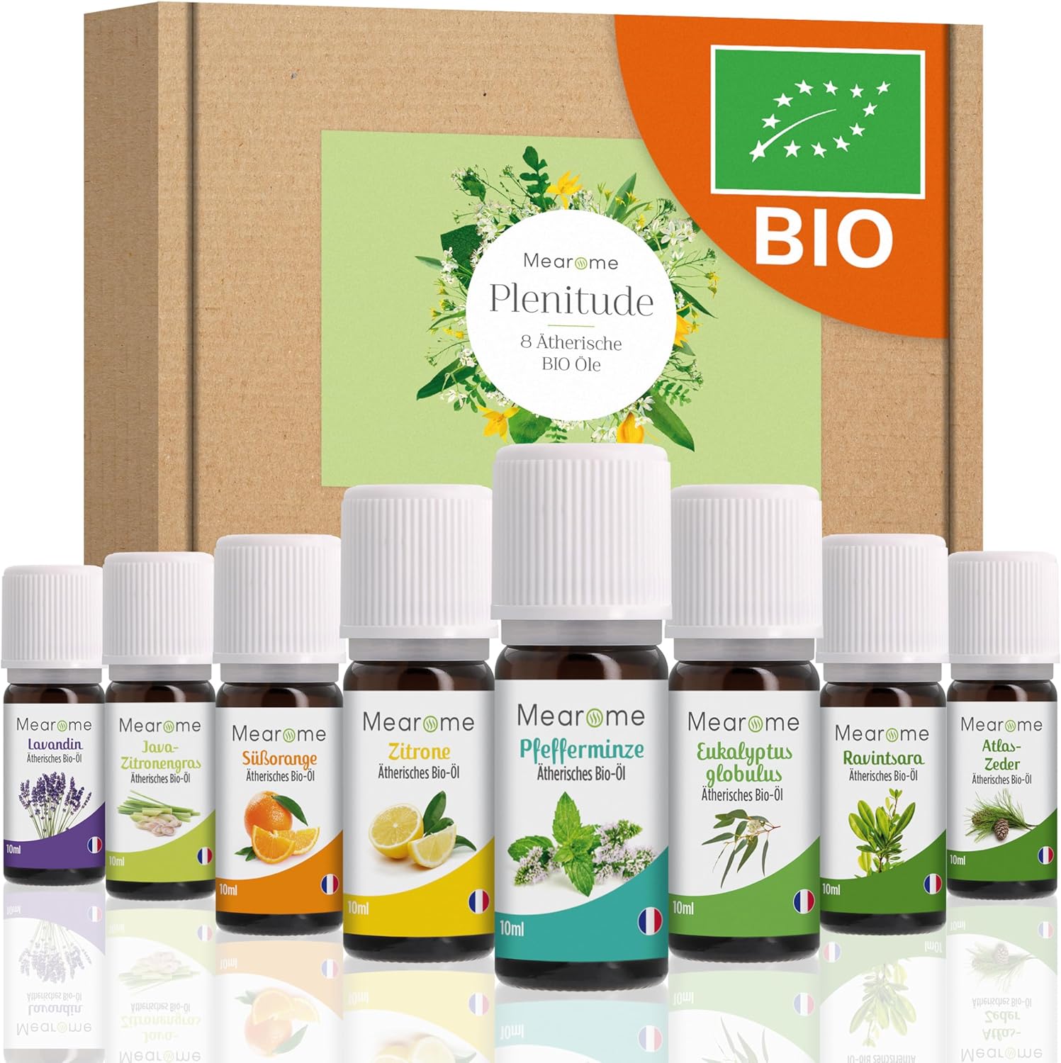 ÄTHERISCHE ÖLE SET BIO-Zertifiziert Duftöl Pur 100% Naturrein, Aroma Diffuser Ravintsara Lavendin Pfefferminzöl Zitrone Eukalyptusöl Süßorangenöl Aromatherapie Geschenk Idee Massageöle Geschenkset