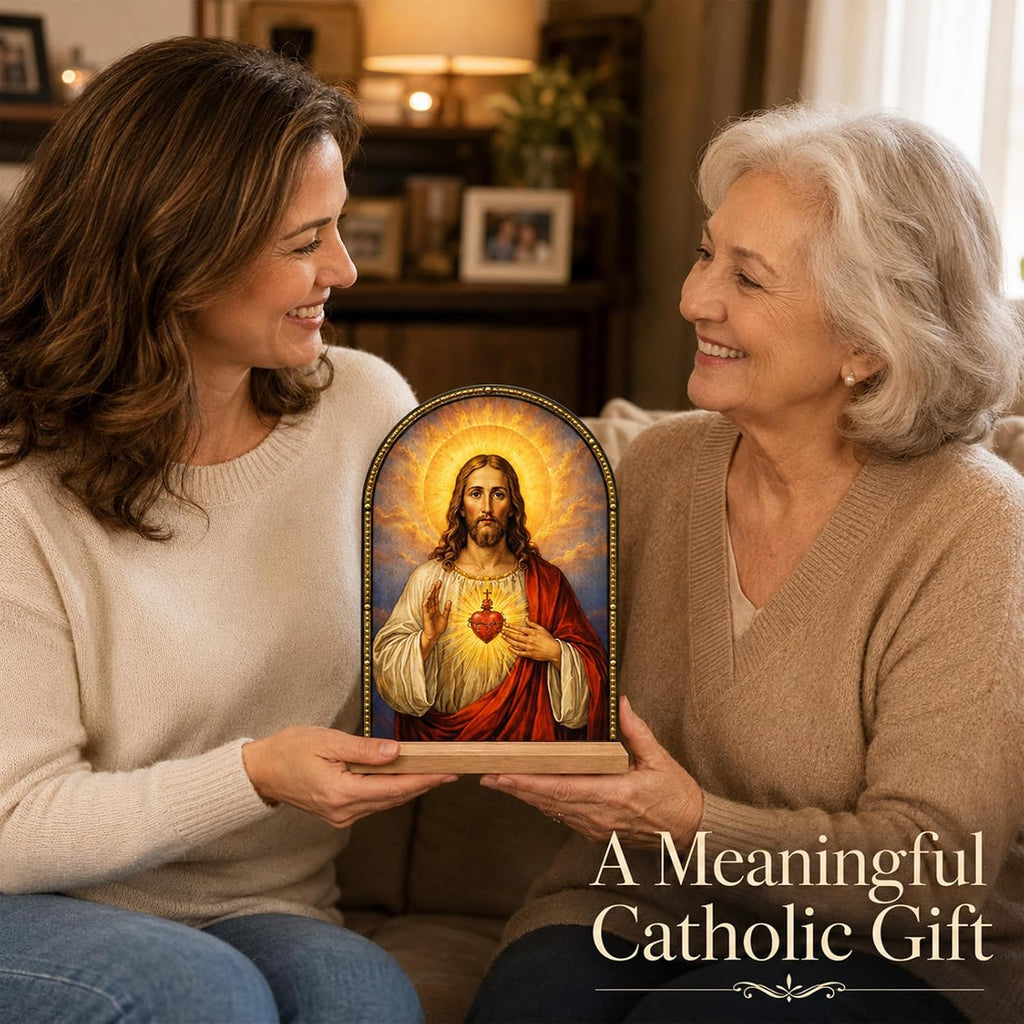 TALPGOD Jesus Stand Catholic Ornament Statue – Sacred Heart of Jesus Statue Acrylic Tabletop Décor for Home Altar & Desk, Christian Gifts for Women & Men