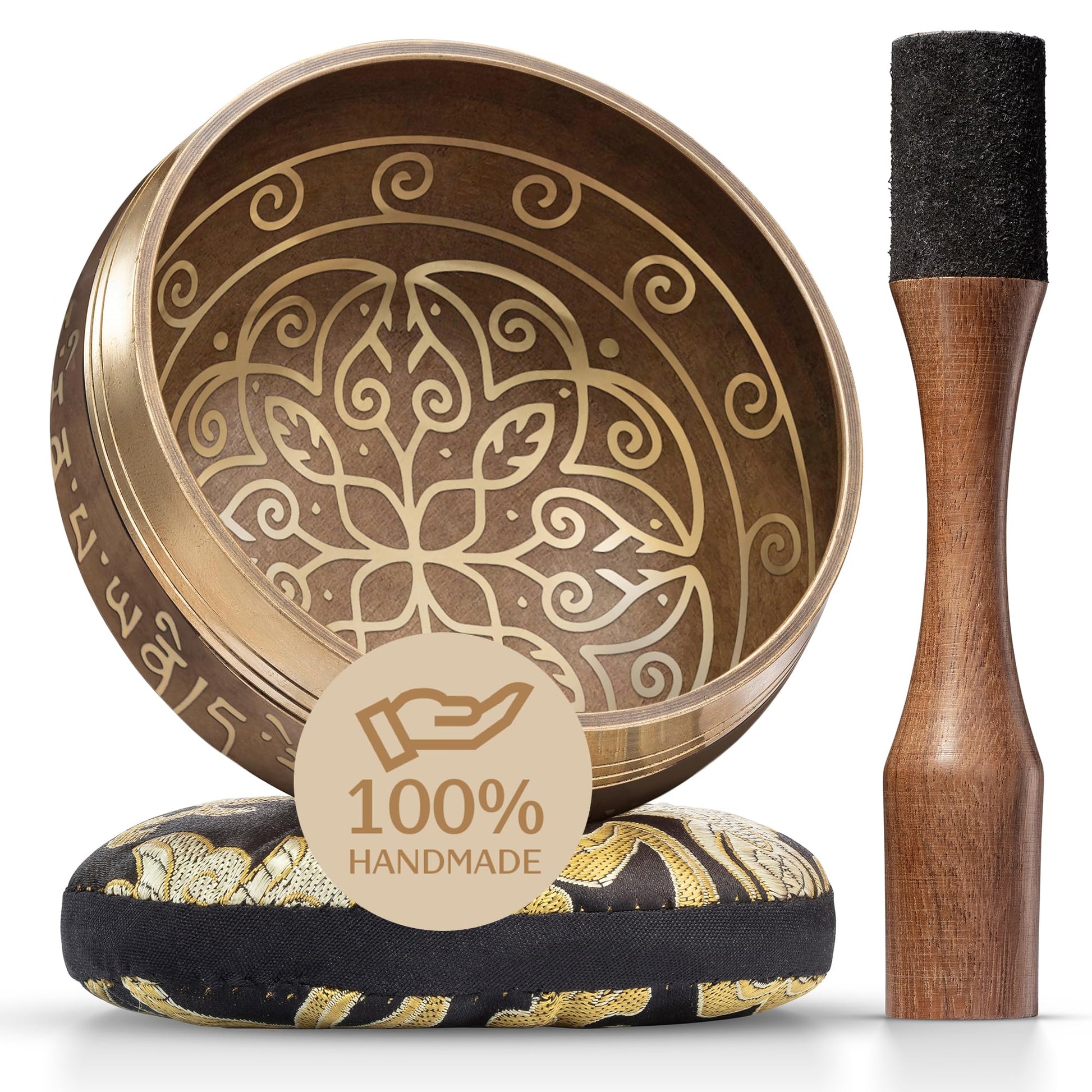 Authentic Tibetan Singing Bowl Set – Sound Bowl & Meditation Bowl with Cushion, Mallet & Guide – Yoga Meditation Kit – Stress Relief Tools – Ancient Himalayan Meditation Tools