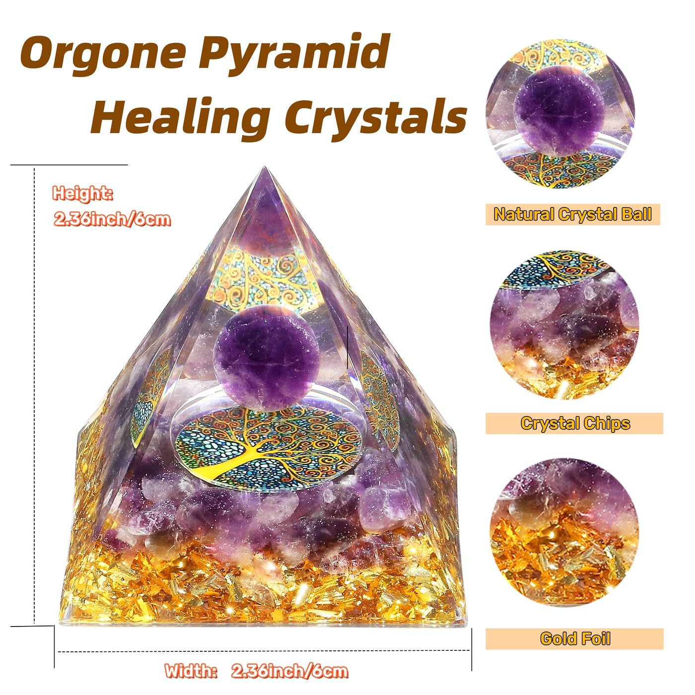 XIANNVXI 2.4" Große Kristalle Pyramide Amethyst Stein Obsidian Edelsteine Natürliche Heilsteine Pyramiden Reiki Spirituelle Geschenke für Frauen Männer