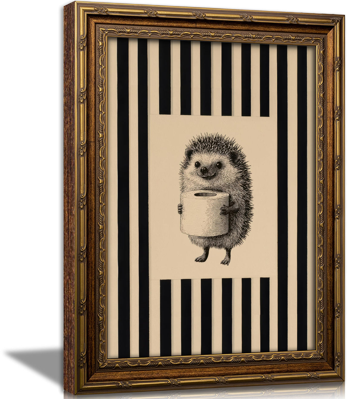 Vintage Gold Framed Medieval Knight Wall Art, Retro Fantasy Warrior Angel Oil Painting Canvas Print, Antique Gothic Romantic Wall Decor, Dark Academia Poster Artwork for Bedroom Living Room
