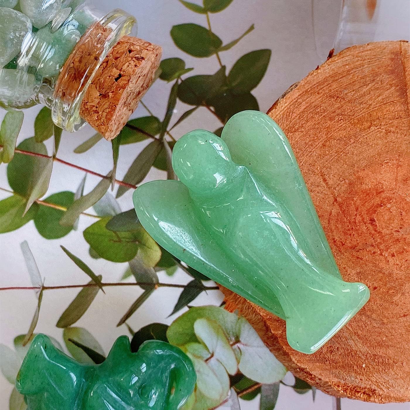 XIANNVXI Green Aventurine Guardian Angel Crystals Angel Figure Healing Crystal Gemstones Polished Stones Statue Reiki Angel Figure Guardian Angel Gift