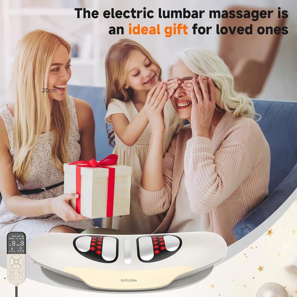 Electric Lumbar & Back Stretching Massager with Airbag Stretch, Vibration Massage, Auto Mode | for Home Relaxation, Ideal Gift (White)