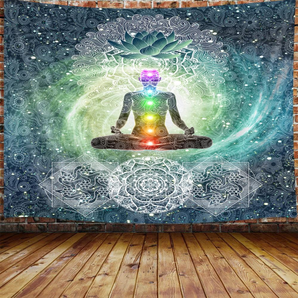 DYNH Chakra Tapestry, Seven Chakra Yoga Meditation Zen Decor Tapestry Wall Hanging for Bedroom, Hippie Lotus Spiritual Tapestries Poster Beach Blanket College Dorm Home (30L x 40W)